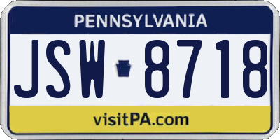 PA license plate JSW8718
