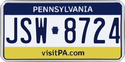 PA license plate JSW8724