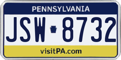 PA license plate JSW8732