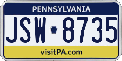 PA license plate JSW8735