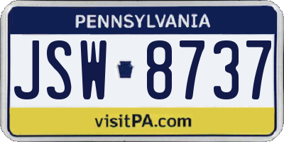 PA license plate JSW8737