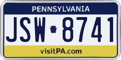 PA license plate JSW8741