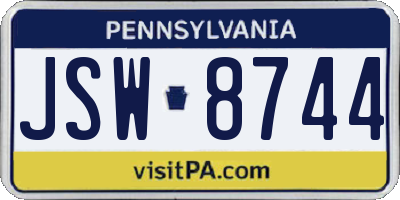 PA license plate JSW8744