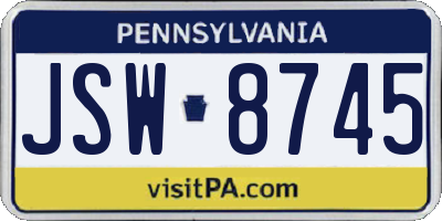 PA license plate JSW8745