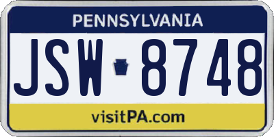 PA license plate JSW8748