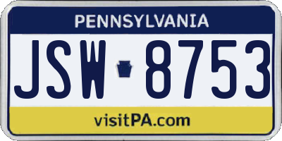 PA license plate JSW8753