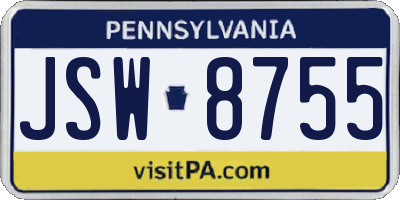 PA license plate JSW8755