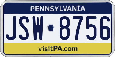 PA license plate JSW8756