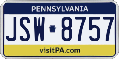 PA license plate JSW8757