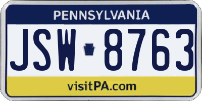 PA license plate JSW8763