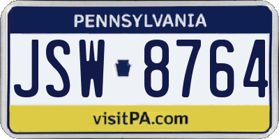 PA license plate JSW8764