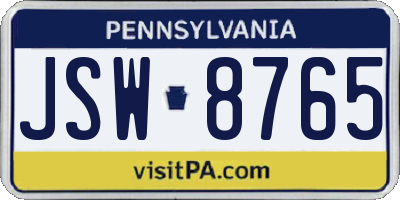 PA license plate JSW8765