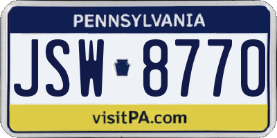 PA license plate JSW8770