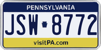 PA license plate JSW8772