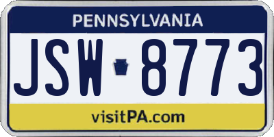 PA license plate JSW8773