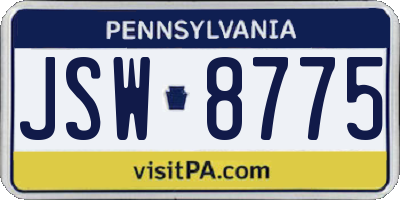 PA license plate JSW8775