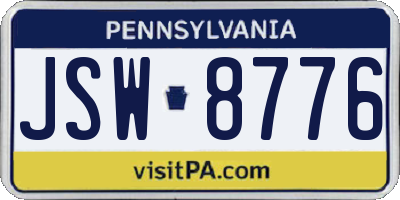 PA license plate JSW8776