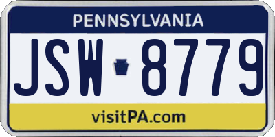 PA license plate JSW8779