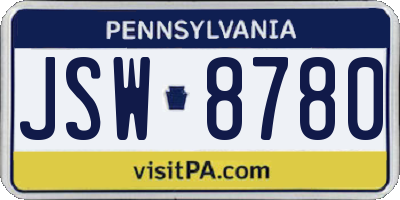PA license plate JSW8780