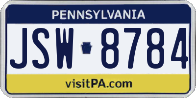 PA license plate JSW8784