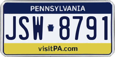 PA license plate JSW8791