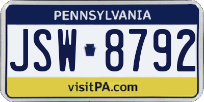 PA license plate JSW8792