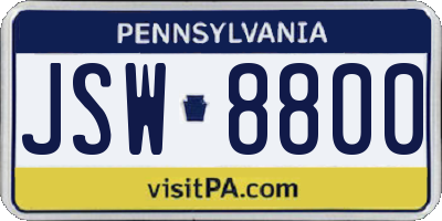 PA license plate JSW8800