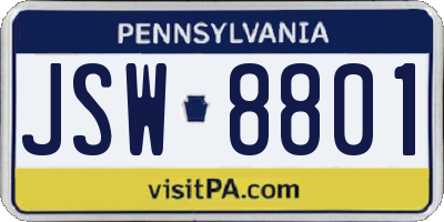 PA license plate JSW8801