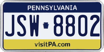 PA license plate JSW8802