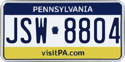 PA license plate JSW8804