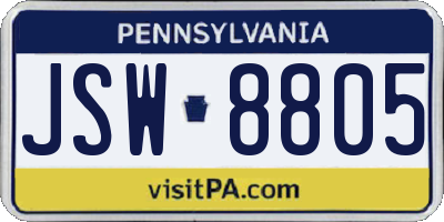 PA license plate JSW8805