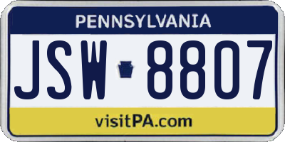 PA license plate JSW8807