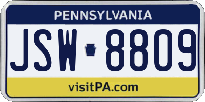 PA license plate JSW8809