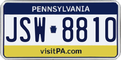 PA license plate JSW8810