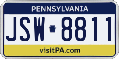 PA license plate JSW8811
