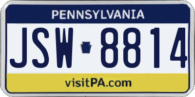 PA license plate JSW8814