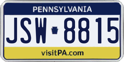 PA license plate JSW8815