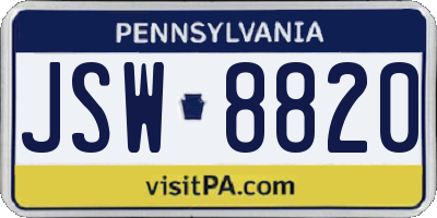 PA license plate JSW8820