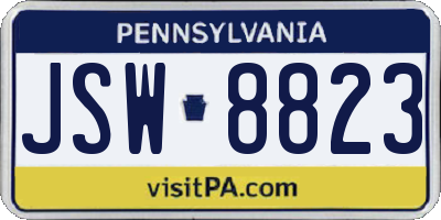 PA license plate JSW8823