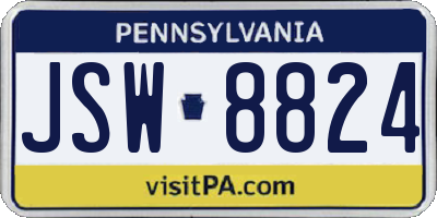 PA license plate JSW8824