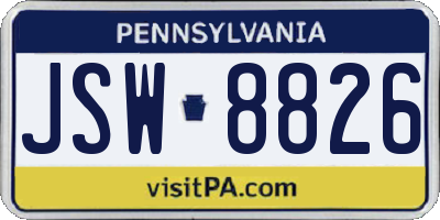 PA license plate JSW8826