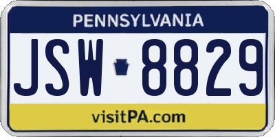 PA license plate JSW8829