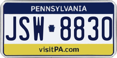PA license plate JSW8830