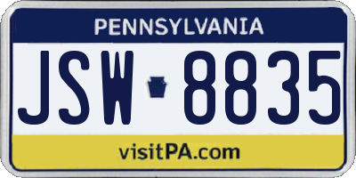 PA license plate JSW8835