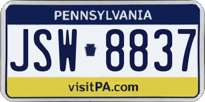 PA license plate JSW8837