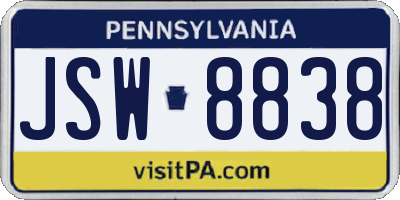 PA license plate JSW8838