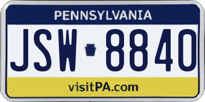 PA license plate JSW8840