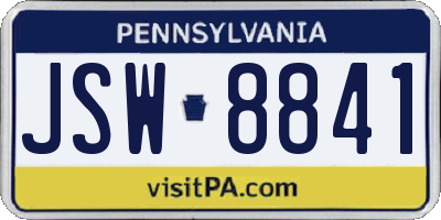 PA license plate JSW8841