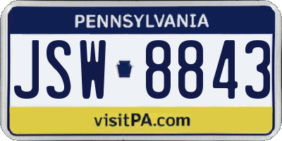 PA license plate JSW8843