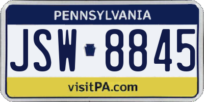 PA license plate JSW8845